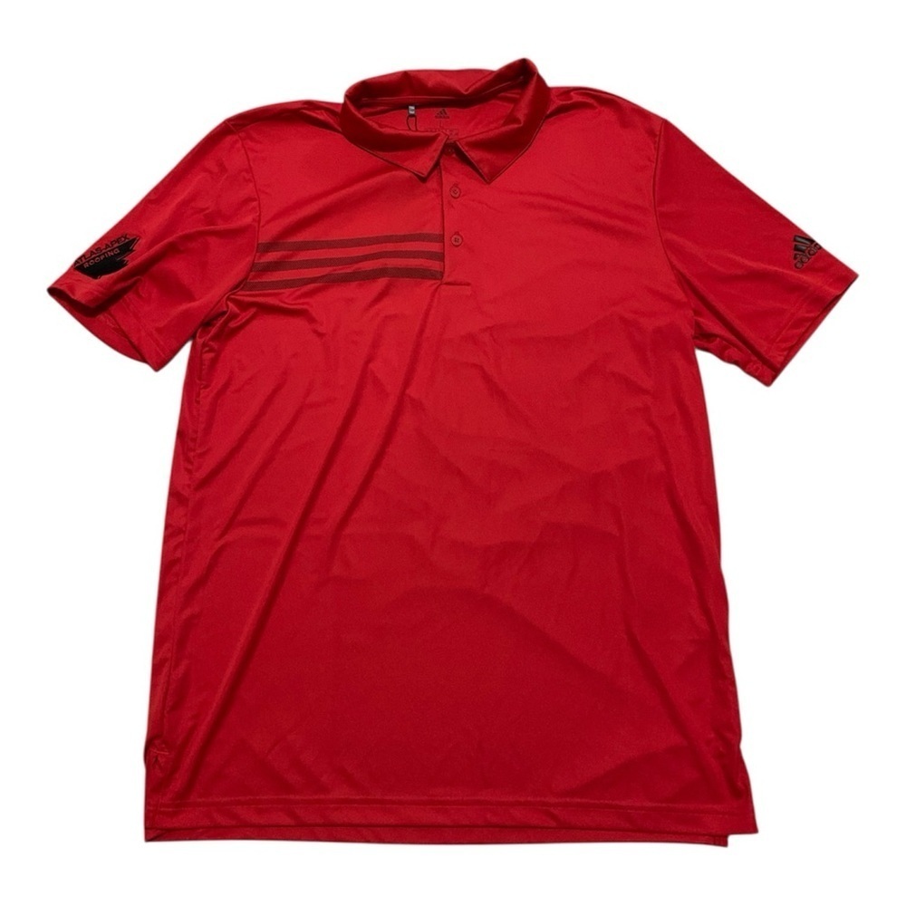 NWT Adidas Golf Men's Large Red 3-Stripe Stretch Polo Shirt